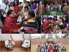 
      
      Smriti Irani hosts 11 kids honoured by President Murmu for lunch
      
      