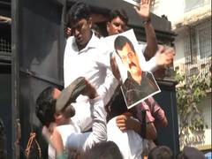 
      
      BJP workers protest against NCP MLA Jitendra Awhad
      
      