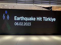 
    Turkey; Black ribbon displayed at airport to mourn quake victims
    