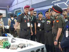 
      
      Army chief Manoj Pande reviews innovative projects at Aero India
      
      
