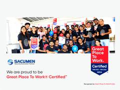 
      
      Sacumen is certified as a Great Place To Work Certified Company
      
      