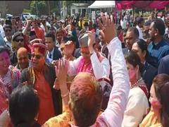 
      
      Pushkar Singh Dhami dances to Pahari Song at Holi Milan function
      
      