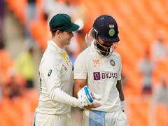 
      
      Steve Smith congratulates Virat Kohli after marathon century 
      
      