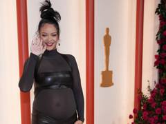 
      
      Oscars 2023: Rihanna flaunts baby bump in sheer black gown
      
      