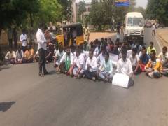 
      
      Telangana: Student leaders protest at Osmania University  
      
      
