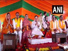 
      
      JP Nadda performs Bhoomi Pujan of new MP BJP office in Bhopal
      
      