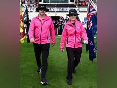 
      
      Kim Cotton first female to umpire in men's international match
      
      