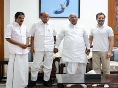 
      
      Kharge meets Pawar in Delhi, Congress says 'ready to fight as one
      
      
