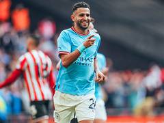 
      
      FA Cup semifinal: Riyad Mahrez hat-trick sends Manchester City
      
      