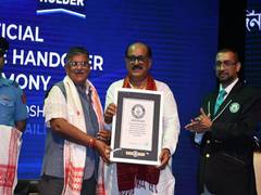 
      
      Jayanta receives Guinness World Record certificate for 'Hemkosh'
      
      