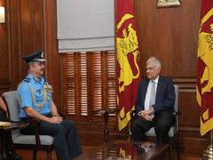 
      
       IAF Chief VR Chaudhari calls on Sri Lanka President
      
      