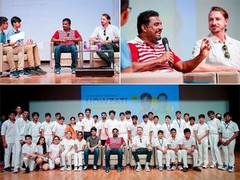
      
      Muttiah Muralitharan and Dale Steyn visit Oakridge International
      
      