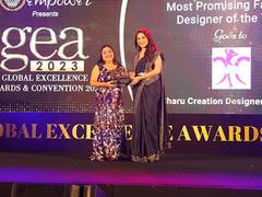 
      
      Charu Creation received Most Promising Fashion Designer Award
      
      