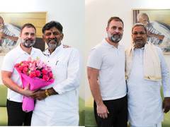 
      
      DK Shivakumar, Siddaramaiah meets Rahul Gandhi
      
      