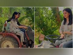
      
      Navya Naveli Nanda drives tractor in Gujarat village
      
      