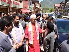 
      
      J-K LG interacts with residents, tourists, at Pahalgam 
      
      