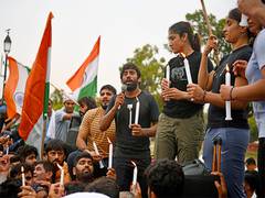 
      
      Wrestlers hold candlelight protest demanding arrest of Brij Bhush
      
      