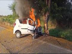 
      
      MP: 4 killed as car catches fire after collision with tree
      
      