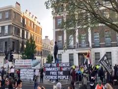 
      
      Protests held outside Chinese embassy in London
      
      