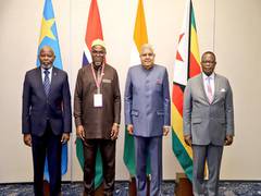 
      
      VP Dhankhar hosts leaders of Zimbabwe, Gambia, Congo
      
      