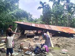 
      
      Assam: Locals take shelter on embankments amid heavy flood
      
      