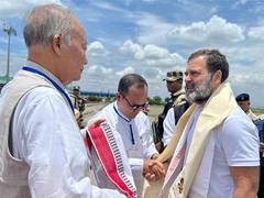 
      
      Rahul Gandhi reaches Imphal for his two-day visit to Manipur
      
      
