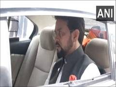 
      
      Anurag Thakur arrives at Pragati Maidan
      
      