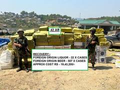 
      
      Assam rifles recover foreign-origin liquor, beer worth lakhs
      
      