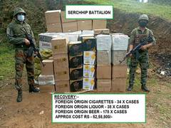
      
      Mizoram: Foreign origin cigarettes, liquor recovered
      
      