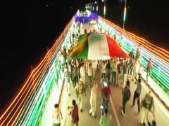 
      
      Ganpat Bridge in J-K's Doda lit up in tricolour ahead of I-Day
      
      