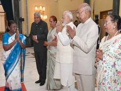 
      
      PM Modi, Vice President Dhankar attend President Murmu's At-Home
      
      