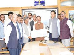 
      
      NHAI, Shimla presents Rs 11.6 lakh cheque to Himachal CM Sukhu 
      
      