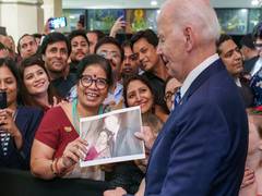 
      
      Prez Biden meets US Embassy staffers after arriving in India
      
      