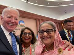 
      
      US President Biden takes selfie with Bangladesh PM Hasina
      
      