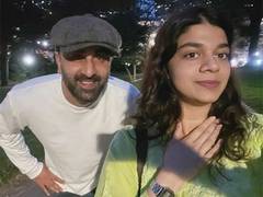 
      
      Ranbir Kapoor poses with a fan in classic French beret  
      
      