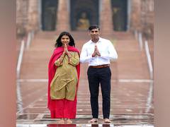 
      
      UK PM Sunak, wife offer prayers at Akshardham Temple
      
      
