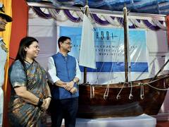 
      
      MoS Lekhi lays keel for recreation of Navy's stitched ship in Goa
      
      