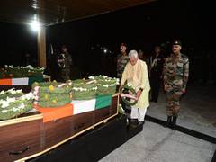 
      
      LG Manoj Sinha pays tribute to officers killed in J-K's Anantnag
      
      