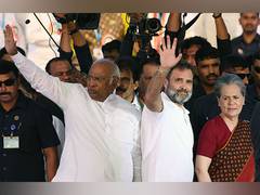 
      
      Congress sounds poll bugle with mammoth rally in Telangana
      
      