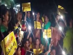 
      
      TDP women caders hold candlelight march in Visakhapatnam 
      
      