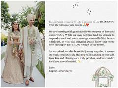
      
      Parineeti, Raghav share thank you note for well-wishers
      
      