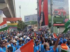 
      
      ICC CWC 2023: Sea of Blue outside Narendra Modi Stadium
      
      