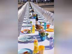 
      
      Families of hostages display 203 empty chairs at Shabbat dinner
      
      