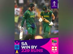 
      
      ICC CWC 2023: All-round South Africa thrash England by 229 runs
      
      