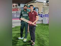 
      
      CWC 2023: Babar Azam gifts his bat to Rahmanullah Gurbaz
      
      