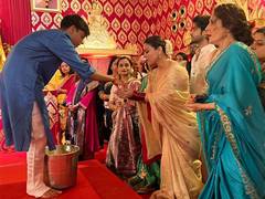 
      
       Kajol shares picture of her son Yug serving bhog on Navami 
      
      