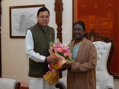 
      
      Pushkar Singh Dhami pays a courtesy visit to President Murmu
      
      