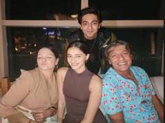
      
      Ananya Panday shares picture with dad Chunky Panday, cousin Ahaan
      
      