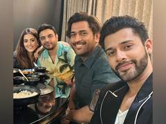 
      
      Nupur Sanon poses with MS Dhoni, rumoured boyfriend Stebin Ben
      
      