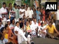 
      
      Cong workers stage protest outside BJP MP Pratap Simha's office
      
      